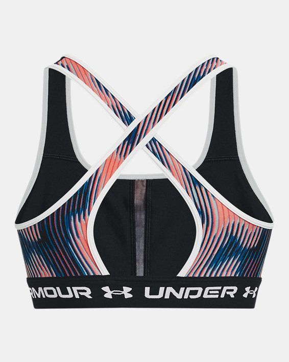 Sujetador deportivo estampado UA Crossback Mid para mujer, Pink, pdpMainDesktop image number 11